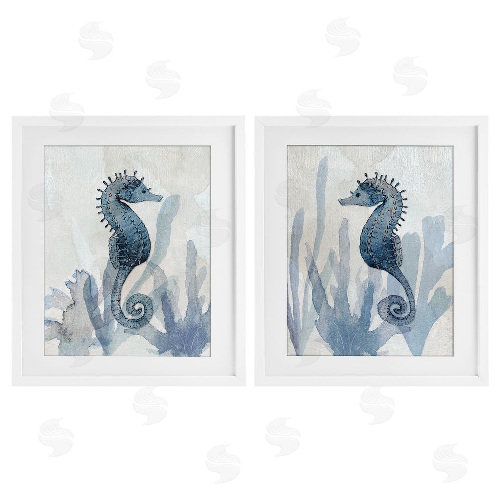 Susan Jill Impressions of Seahorses White Framed Print Under Glass Wall Art