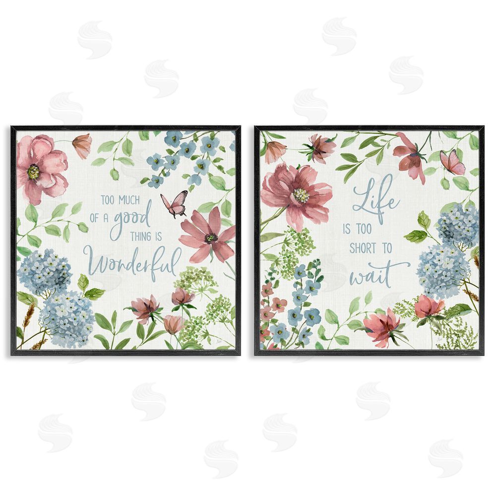 Nan Uplifting Floral Quotes Black Framed Giclee Wall Art Print