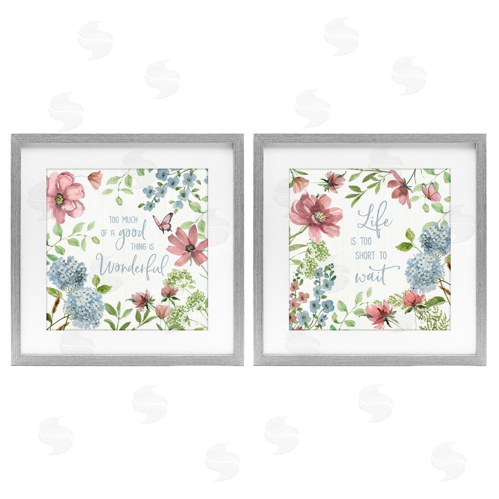 Nan Uplifting Floral Quotes Gray Framed Print Under Glass Wall Art