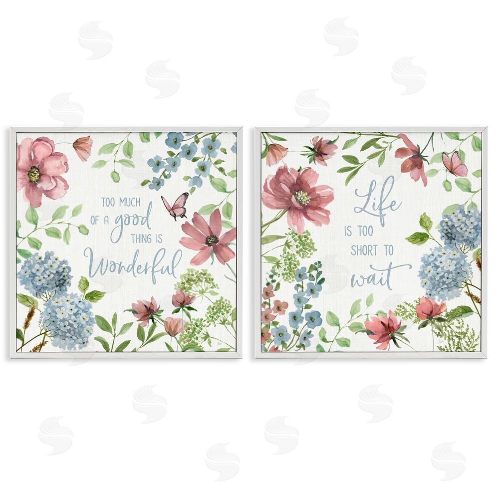 Nan Uplifting Floral Quotes White Framed Giclee Wall Art Print