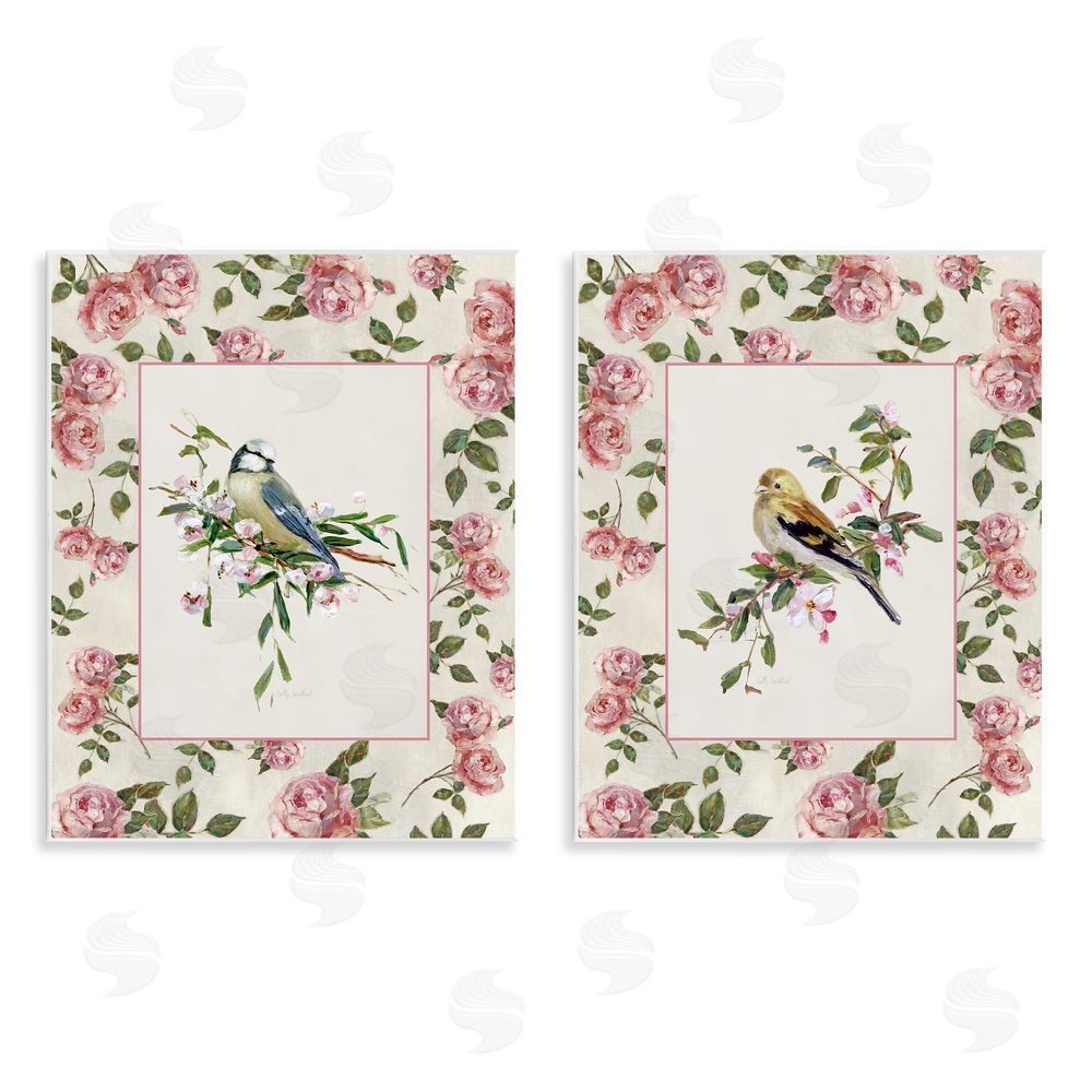 Sally Swatland Dainty Roses & Birds Wooden Wall Plaque Art Print