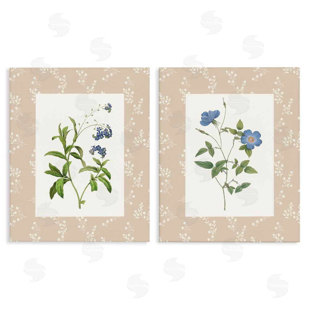 Val Rhodes Herbs on Beige Botanicals Stretched Canvas Wall Art Print