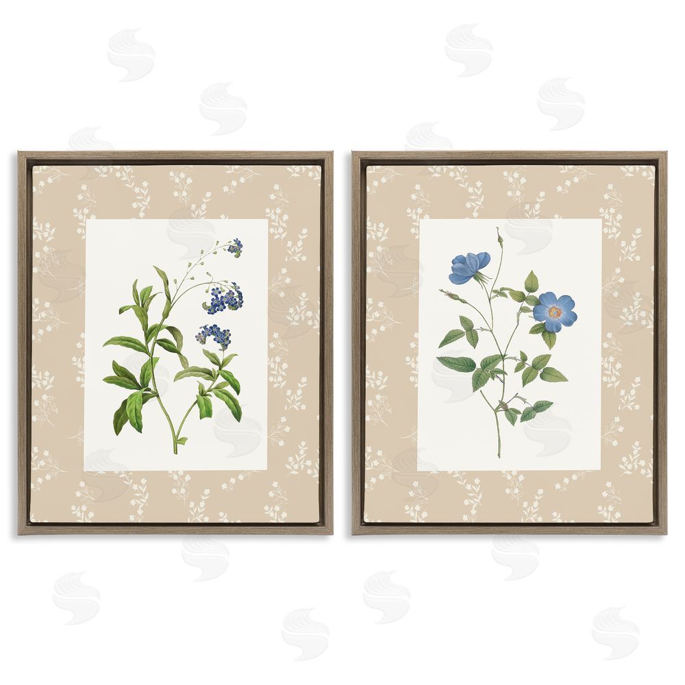 Val Rhodes Herbs on Beige Botanicals Brown Floating Frame Canvas Wall Art Print