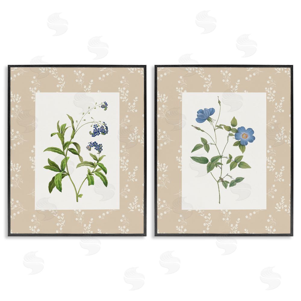 Val Rhodes Herbs on Beige Botanicals Black Framed Giclee Wall Art Print