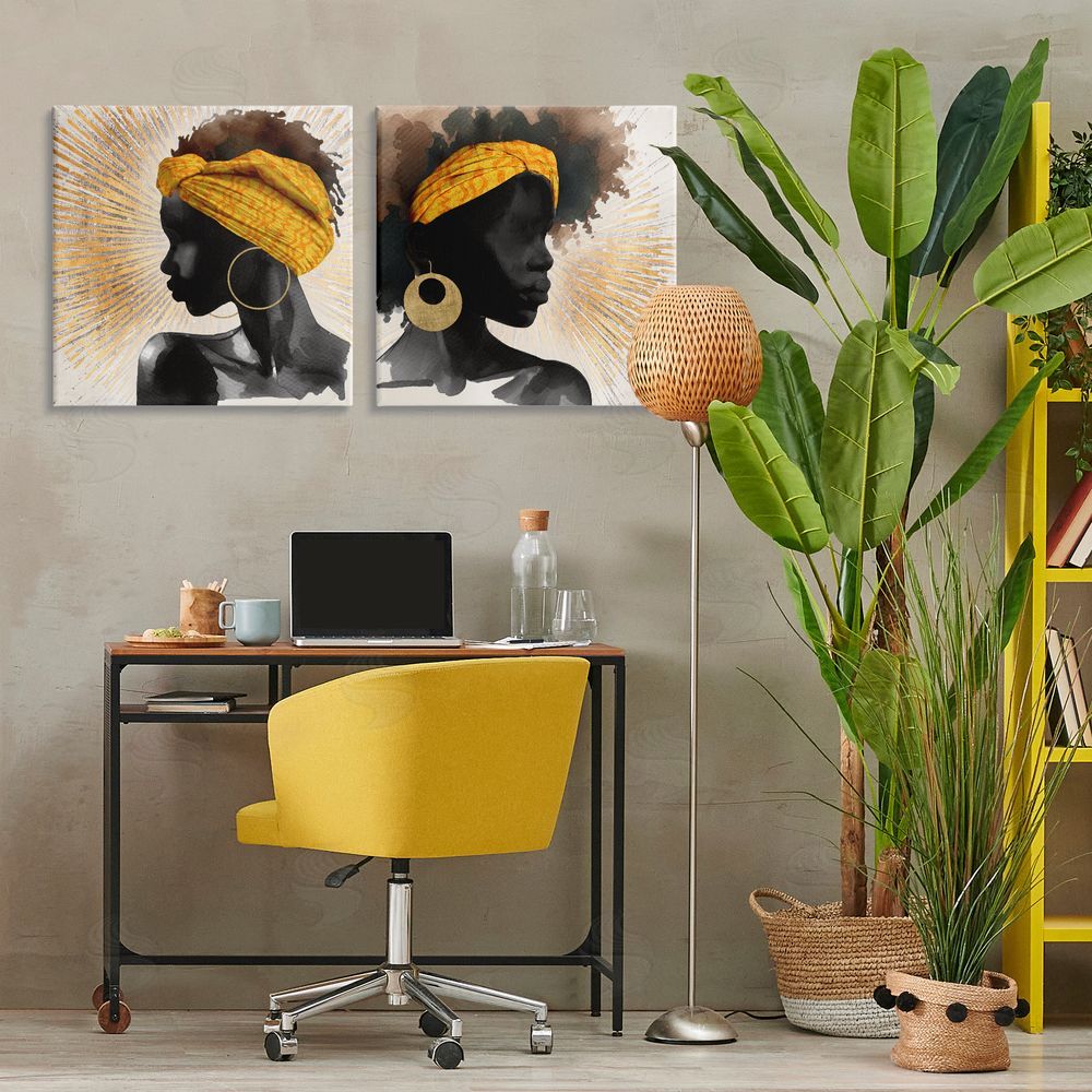 CAD Designs Radiant Portraits Of Women Stretched Cavas Wall Art Set in Room