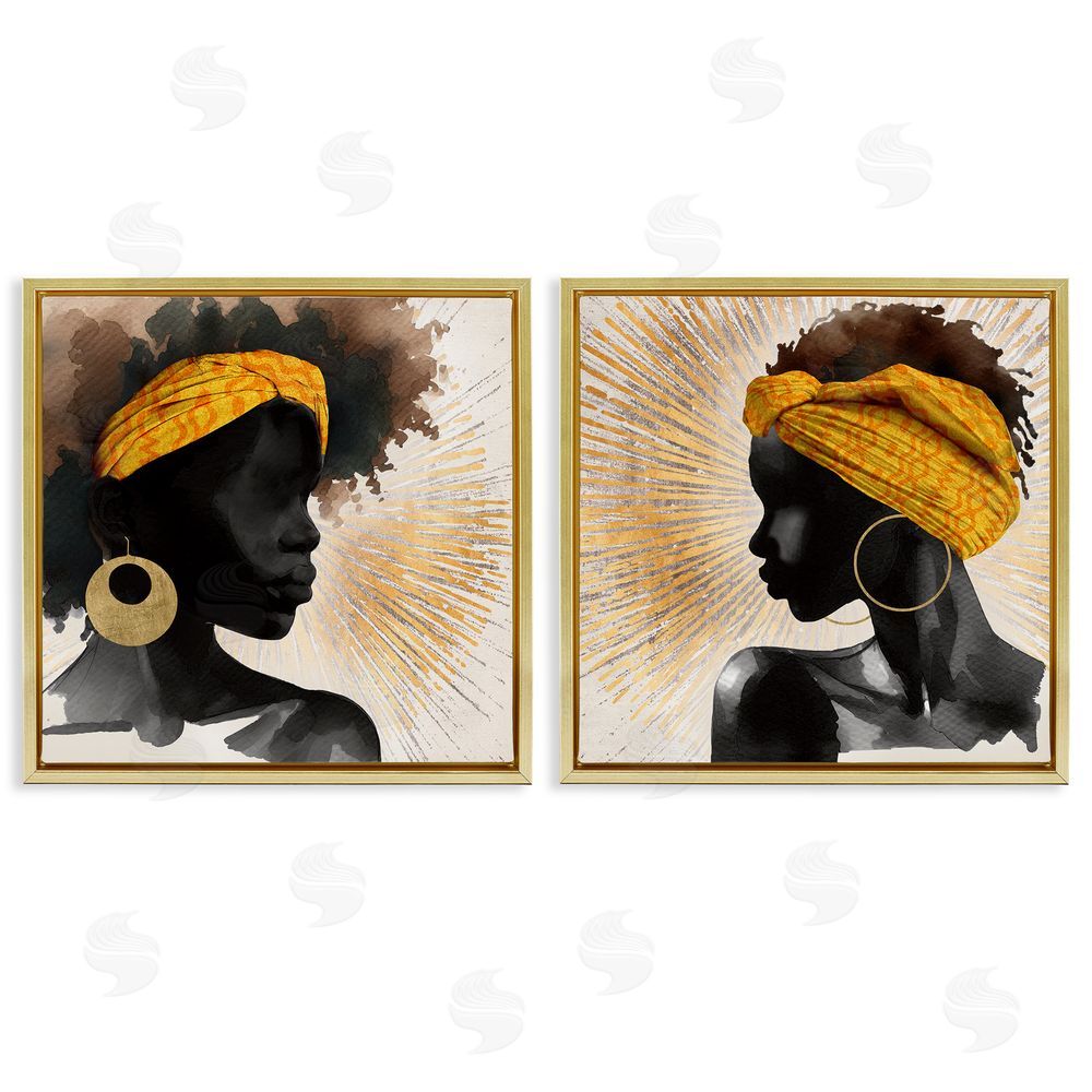 CAD Designs Radiant Portraits Of Women Gold Floating Frame Canvas Wall Art Print