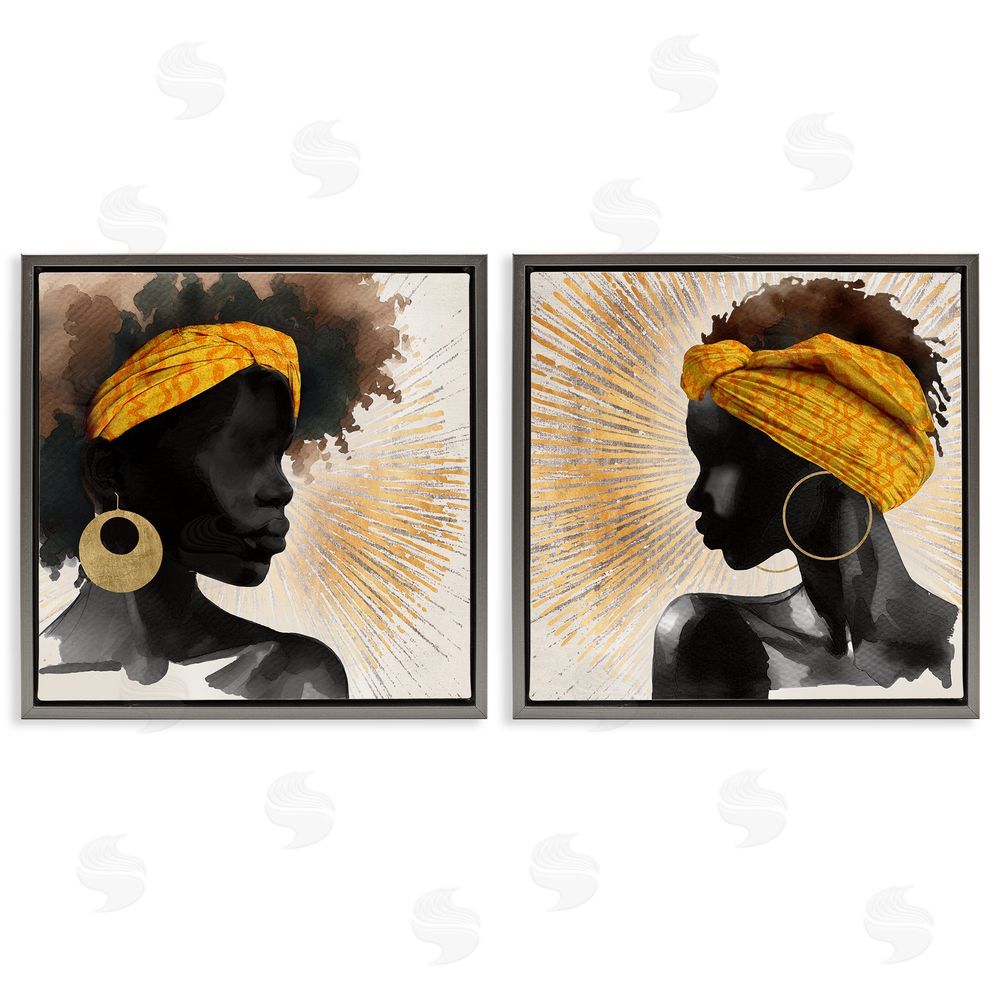 CAD Designs Radiant Portraits Of Women Gray Floating Frame Canvas Wall Art Print