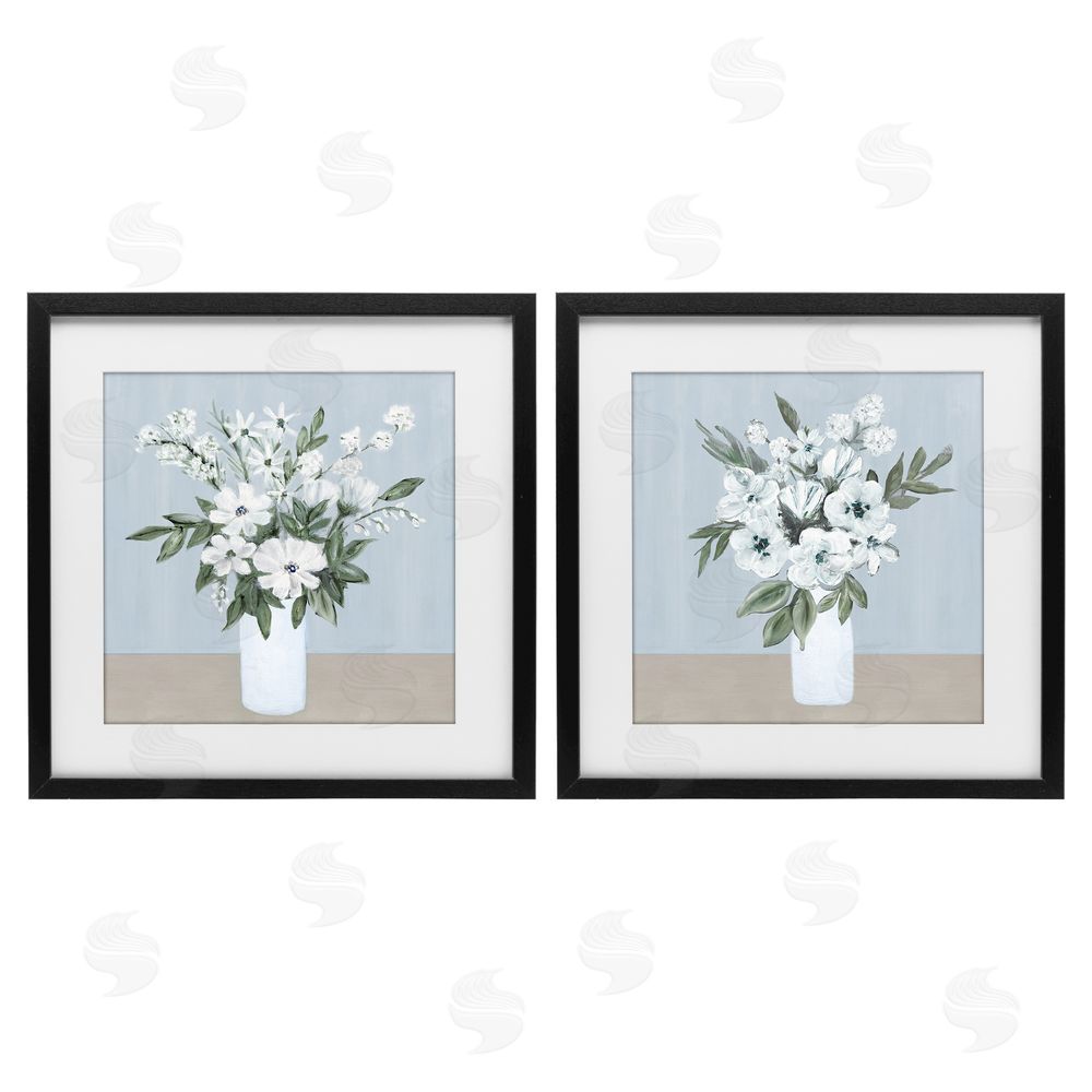 Marilyn Dunlap Mixed White Blossoms Black Framed Print Under Glass Wall Art