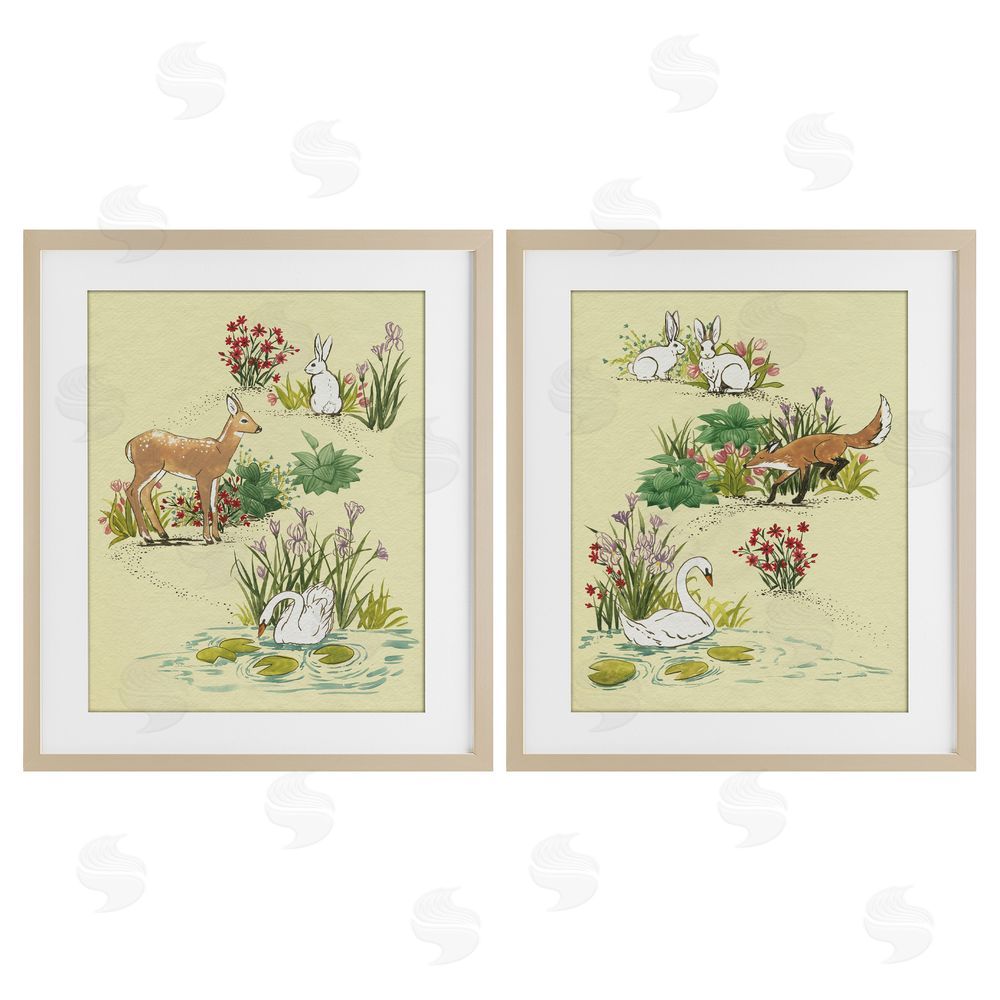 Grace Popp Spring Animals in Nature Brown Framed Print Under Glass Wall Art