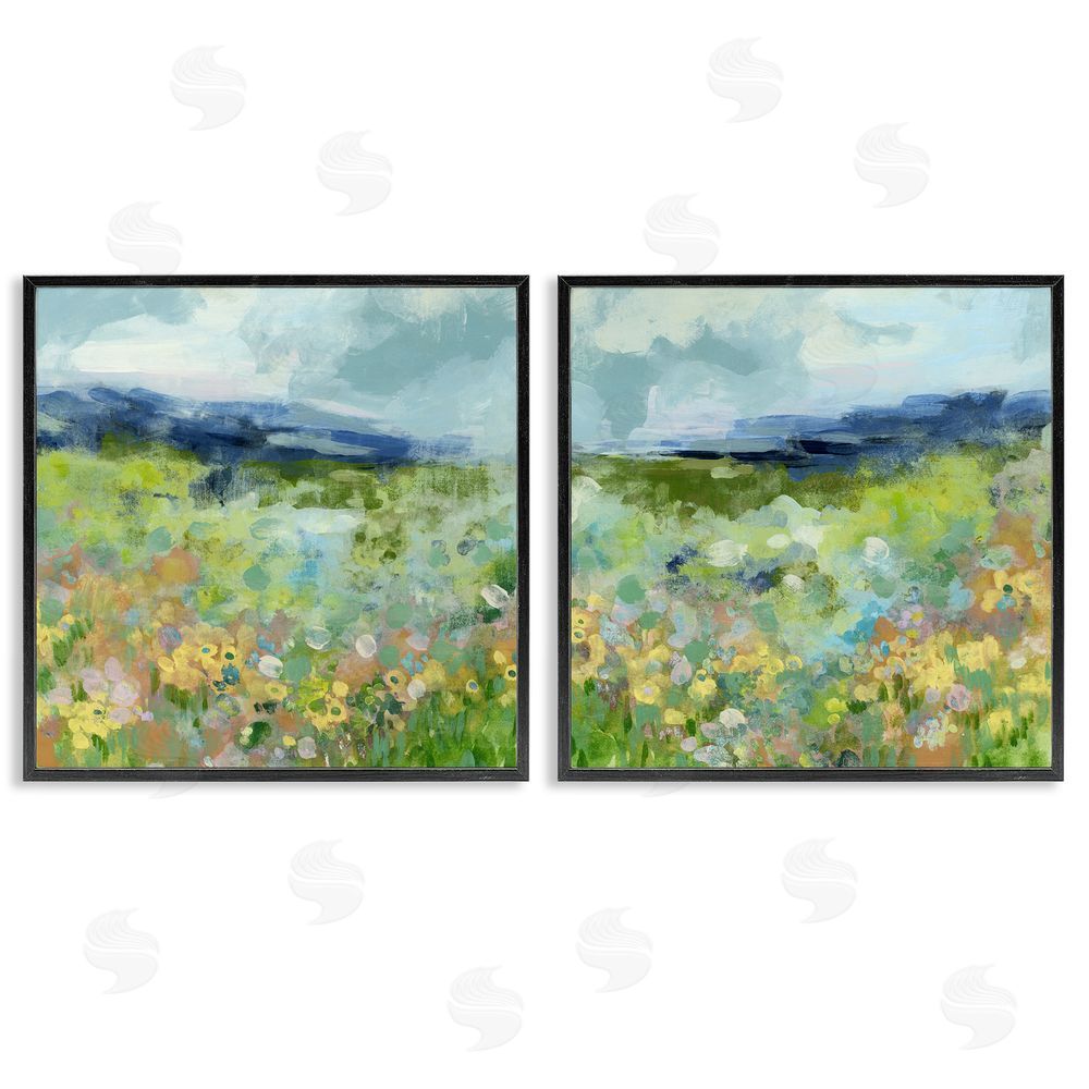 June Erica Vess Abstract Valley of Wildflowers Black Framed Giclee Wall Art Print
