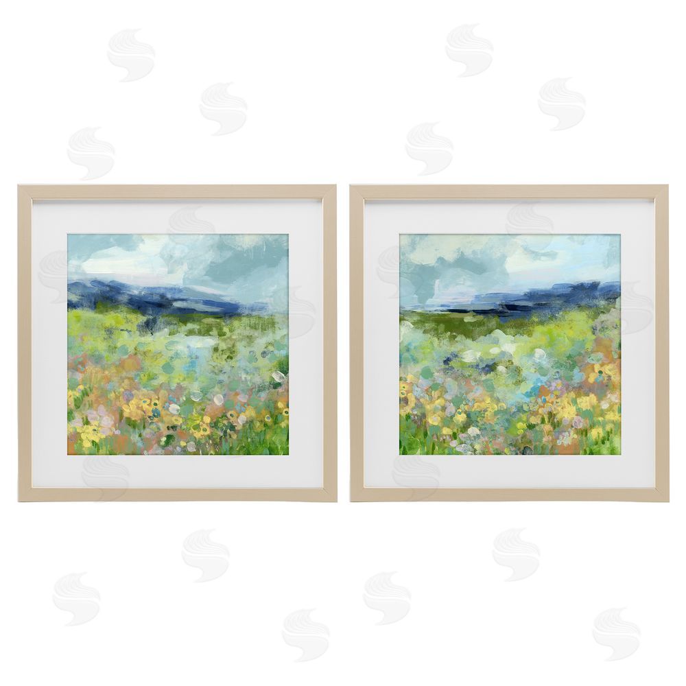 June Erica Vess Abstract Valley of Wildflowers Brown Framed Print Under Glass Wall Art