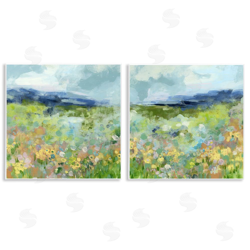 June Erica Vess Abstract Valley of Wildflowers Wooden Wall Plaque Art Print