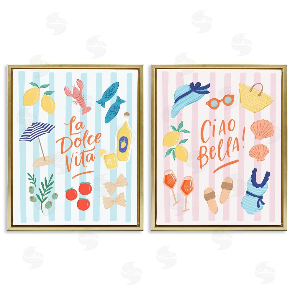 Sandra Picco Summer Italian Vacation Gold Floating Frame Canvas Wall Art Print