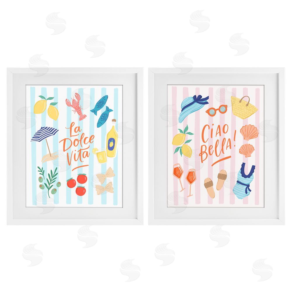 Sandra Picco Summer Italian Vacation White Framed Print Under Glass Wall Art