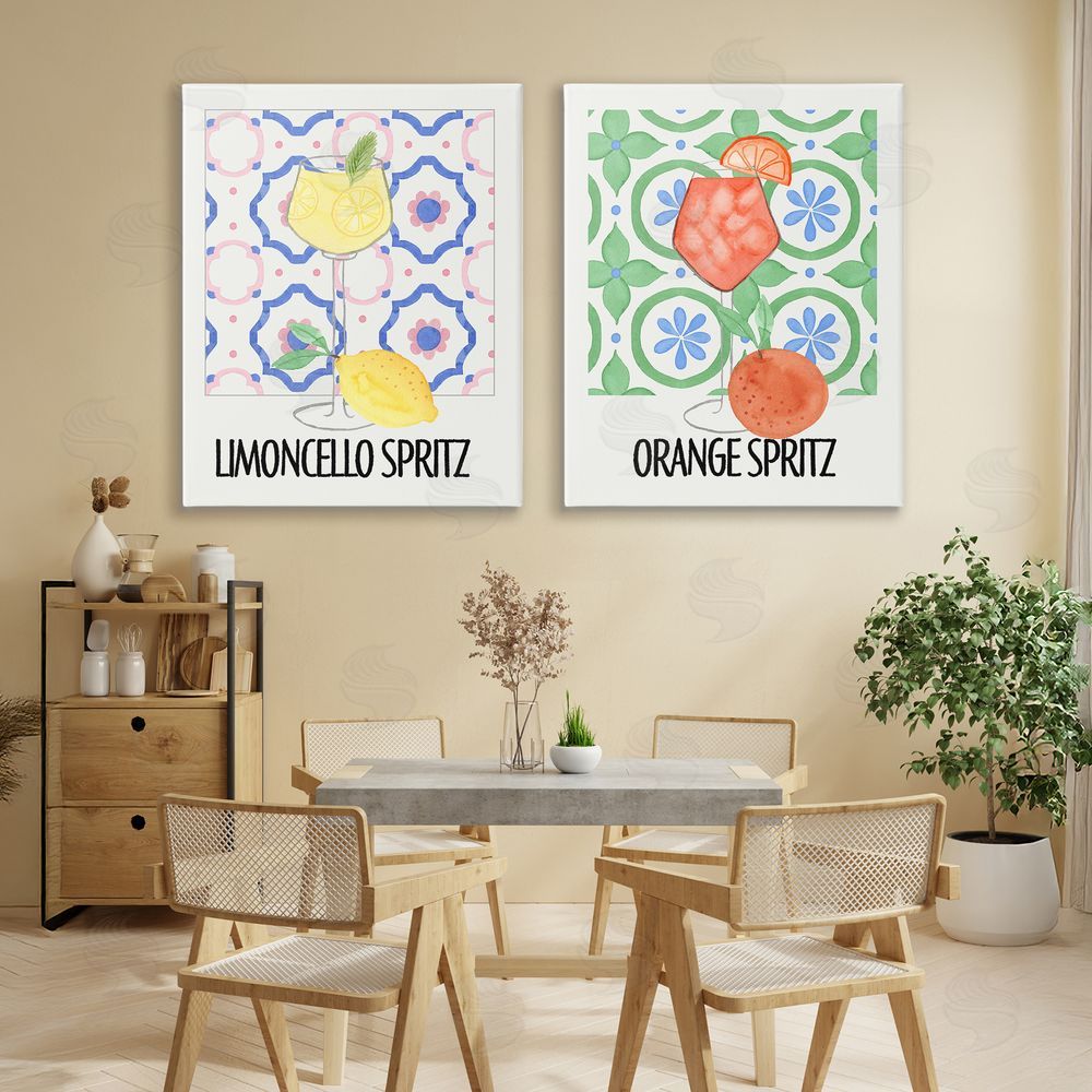 Nina Jacobs Citrus Spritz On My Mind Stretched Cavas Wall Art Set in Room