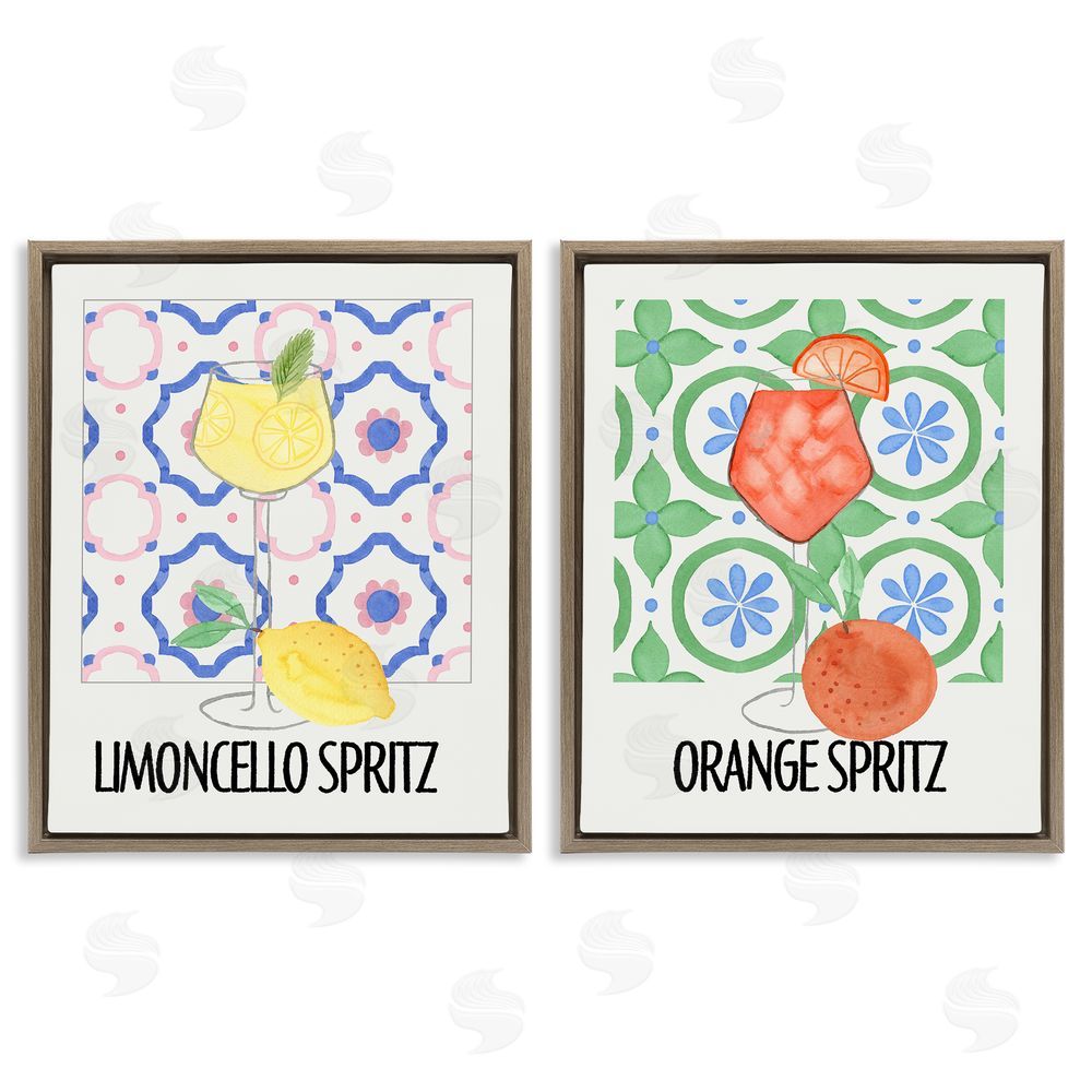 Nina Jacobs Citrus Spritz On My Mind Brown Floating Frame Canvas Wall Art Print