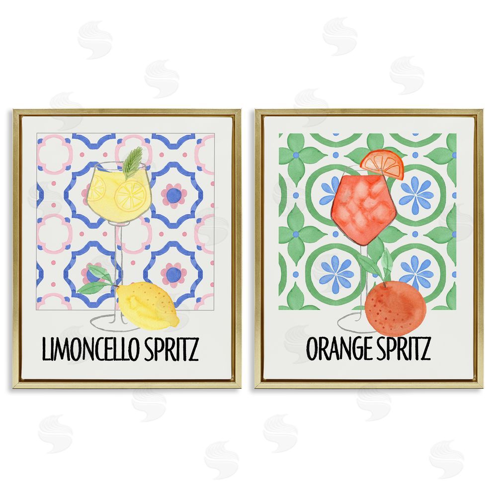 Nina Jacobs Citrus Spritz On My Mind Gold Floating Frame Canvas Wall Art Print