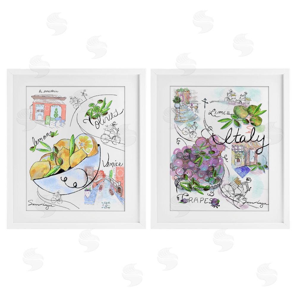 Susan Lugar Italy Travel Sketch Collection White Framed Print Under Glass with Mat Wall Art