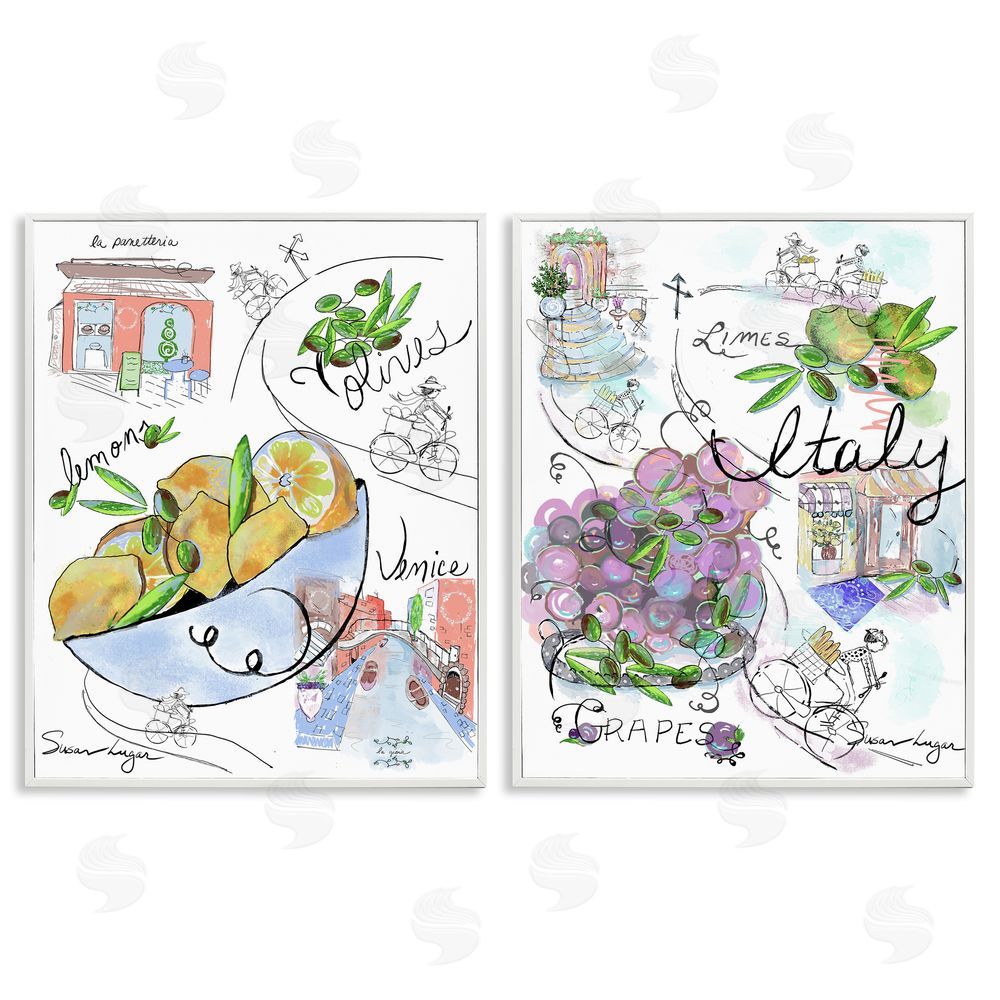 Susan Lugar Italy Travel Sketch Collection White Framed Giclee Wall Art Print