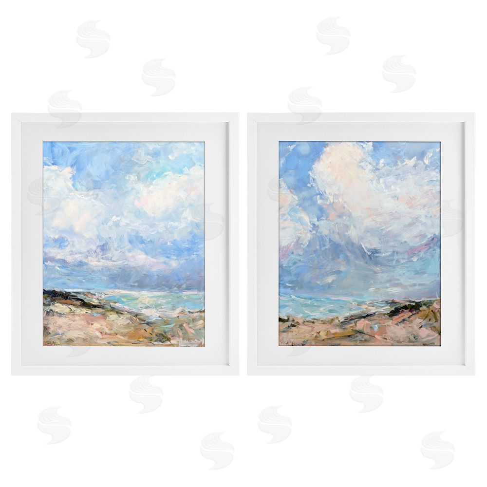 Cindy Vener Coastal Landscape with Brushed Clouds White Framed Print Under Glass Wall Art