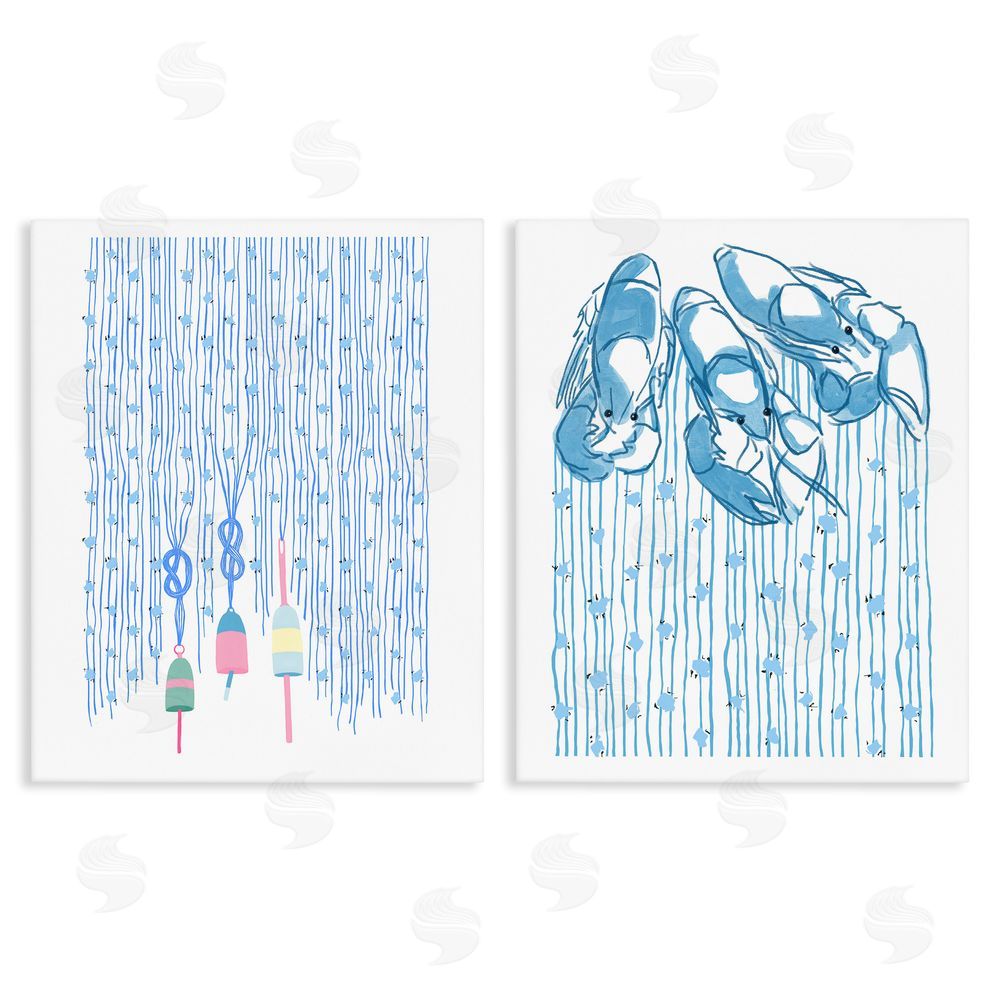 Melissa Tilley Nautical Buoys & Lobsters Stretched Canvas Wall Art Print