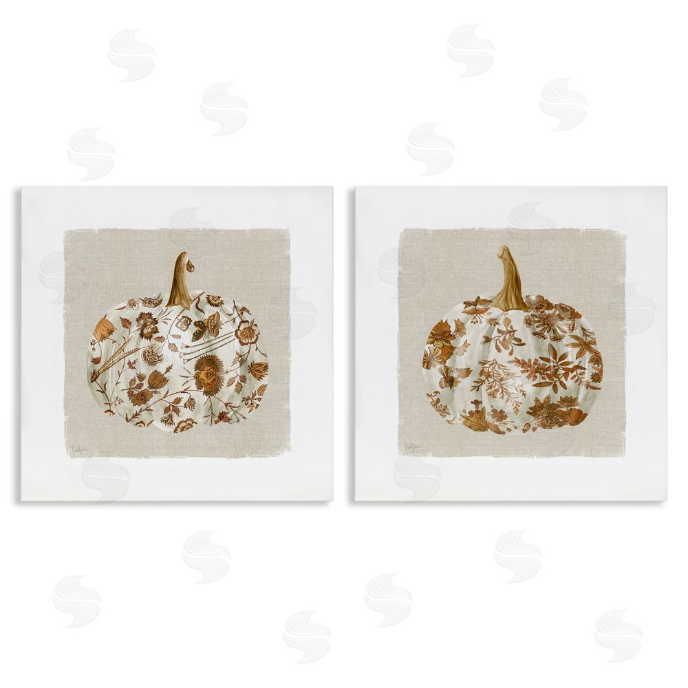Livi Finn Vintage Patterned Pumpkins Canvas Wall Art Print