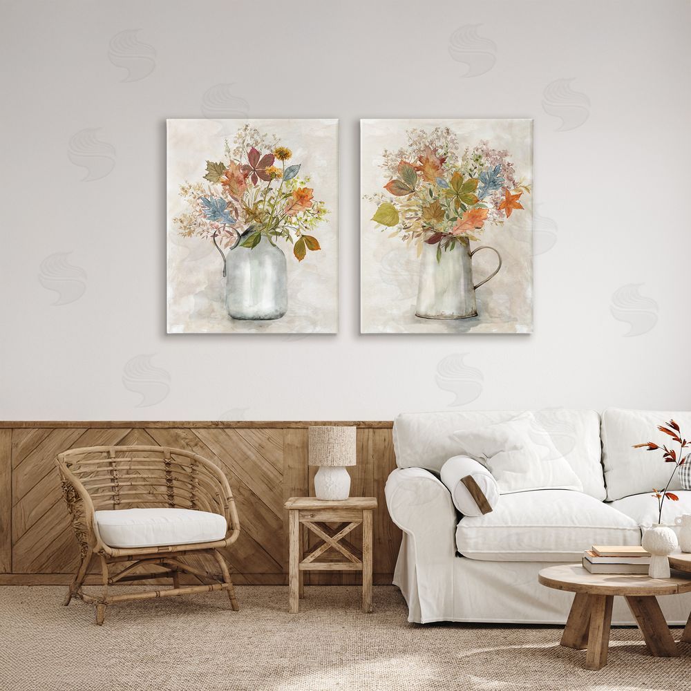 Carol Robinson Autumn Bouquets Country Jugs Canvas Art on Wall