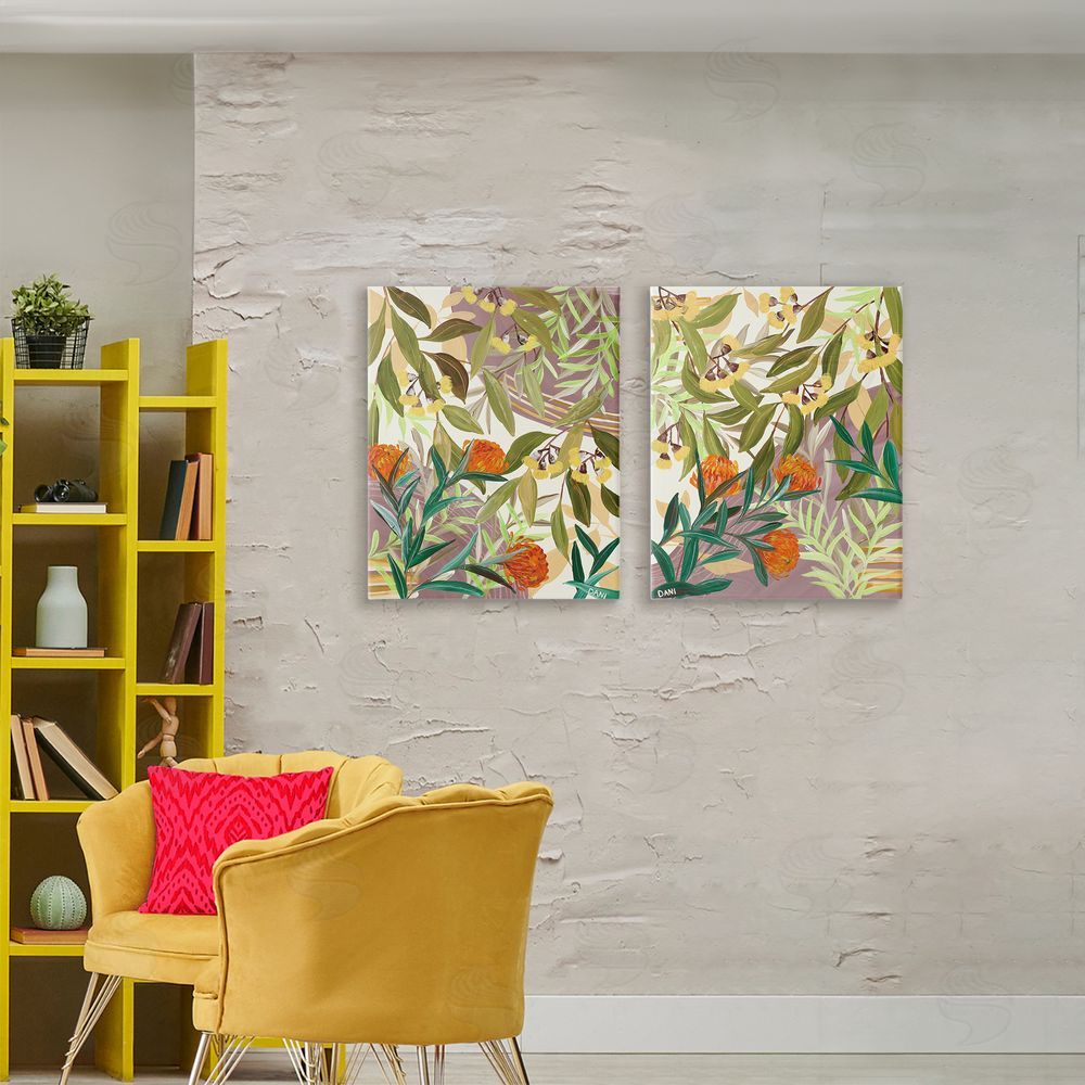 Dani Heyward Walk With Me Botanicals Stretched Cavas Wall Art Set in Room