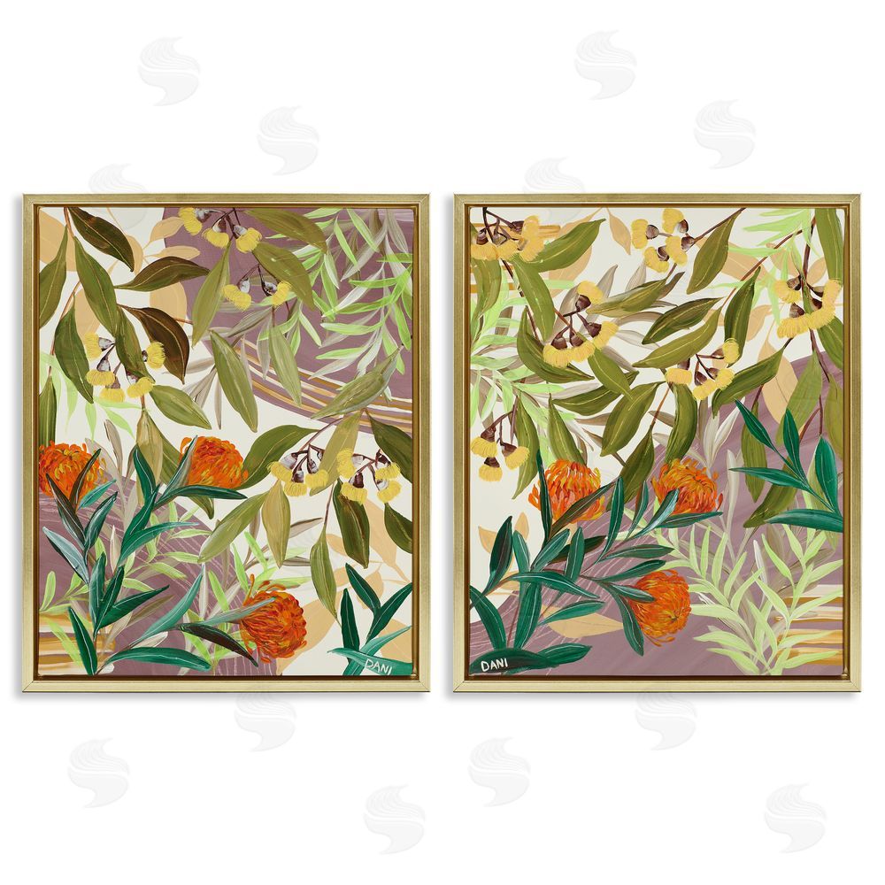 Dani Heyward Walk With Me Botanicals Gold Floating Frame Canvas Wall Art Print