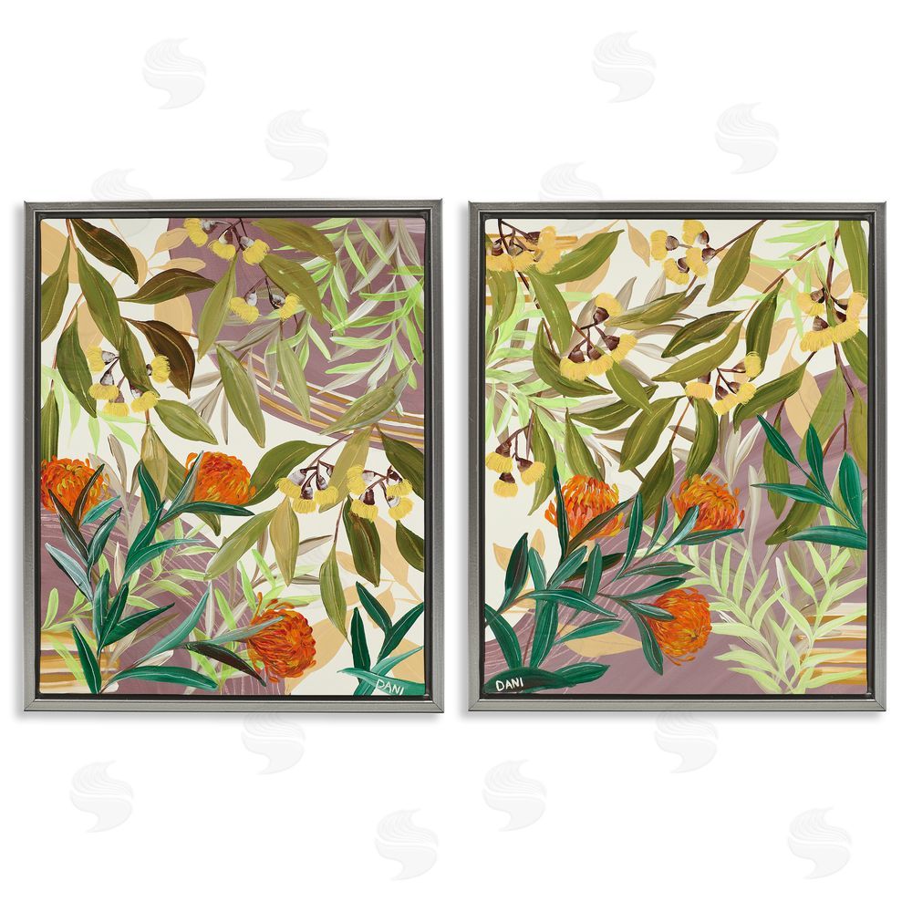 Dani Heyward Walk With Me Botanicals Gray Floating Frame Canvas Wall Art Print