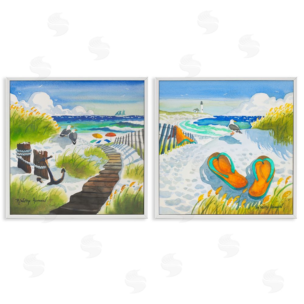 Robin Altman Boardwalk Through Beach Scenery White Framed Giclee Wall Art Print