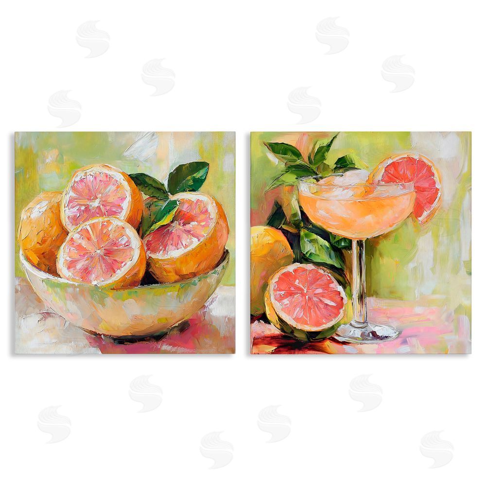 Riley B Grapefruit Bowl & Cocktail Stretched Canvas Wall Art
