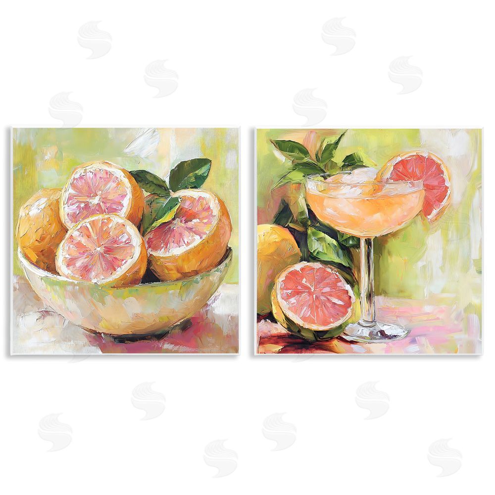 Riley B Grapefruit Bowl & Cocktail Wall Plaque Home Decor Art Print