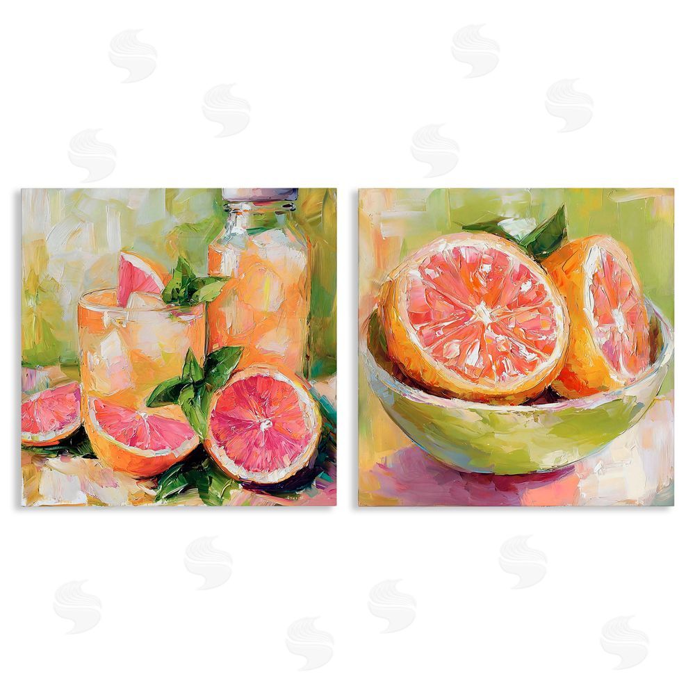 Riley B Grapefruit Drinks & Fruits Stretched Canvas Wall Art