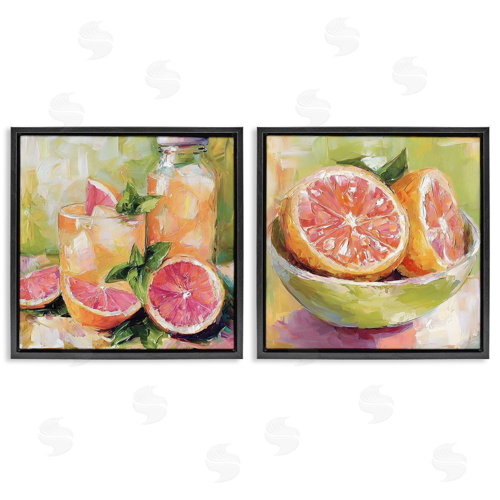 Riley B Grapefruit Drinks & Fruits Black Floating Framed Canvas Wall Art
