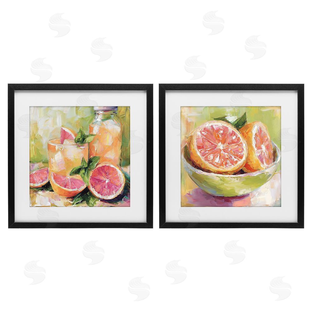 Riley B Grapefruit Drinks & Fruits Black Framed Print Under Glass Wall Art