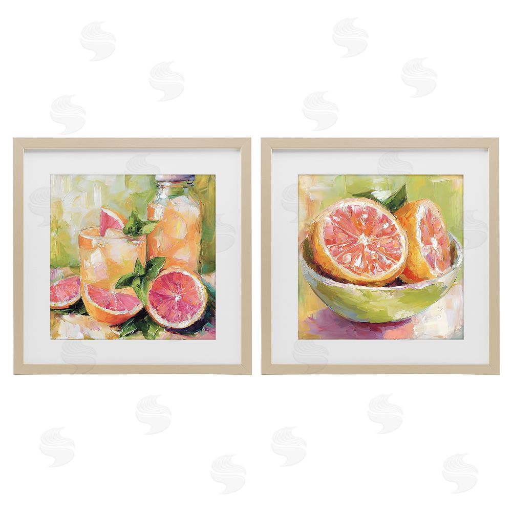 Riley B Grapefruit Drinks & Fruits Brown Framed Print Under Glass Wall Art