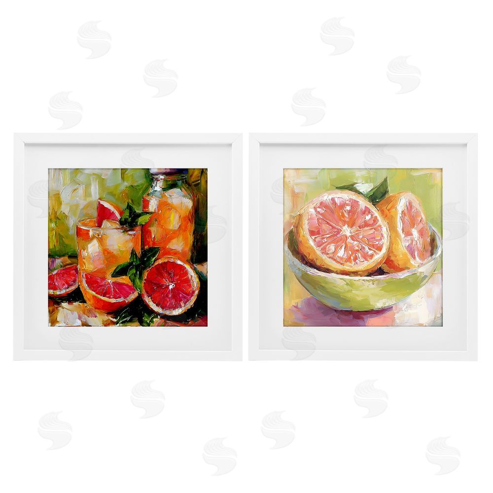 Riley B Grapefruit Drinks & Fruits White Framed Print Under Glass Wall Art