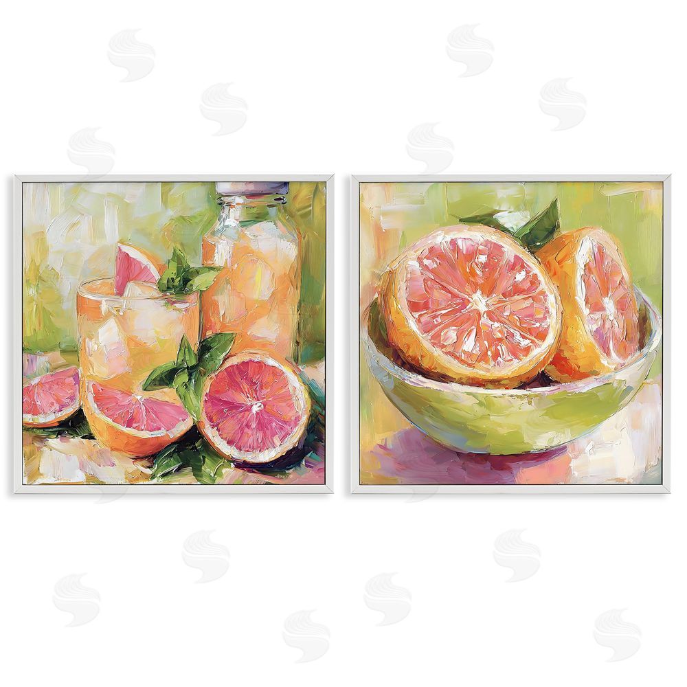 Riley B Grapefruit Drinks & Fruits White Framed Giclee Wall Art