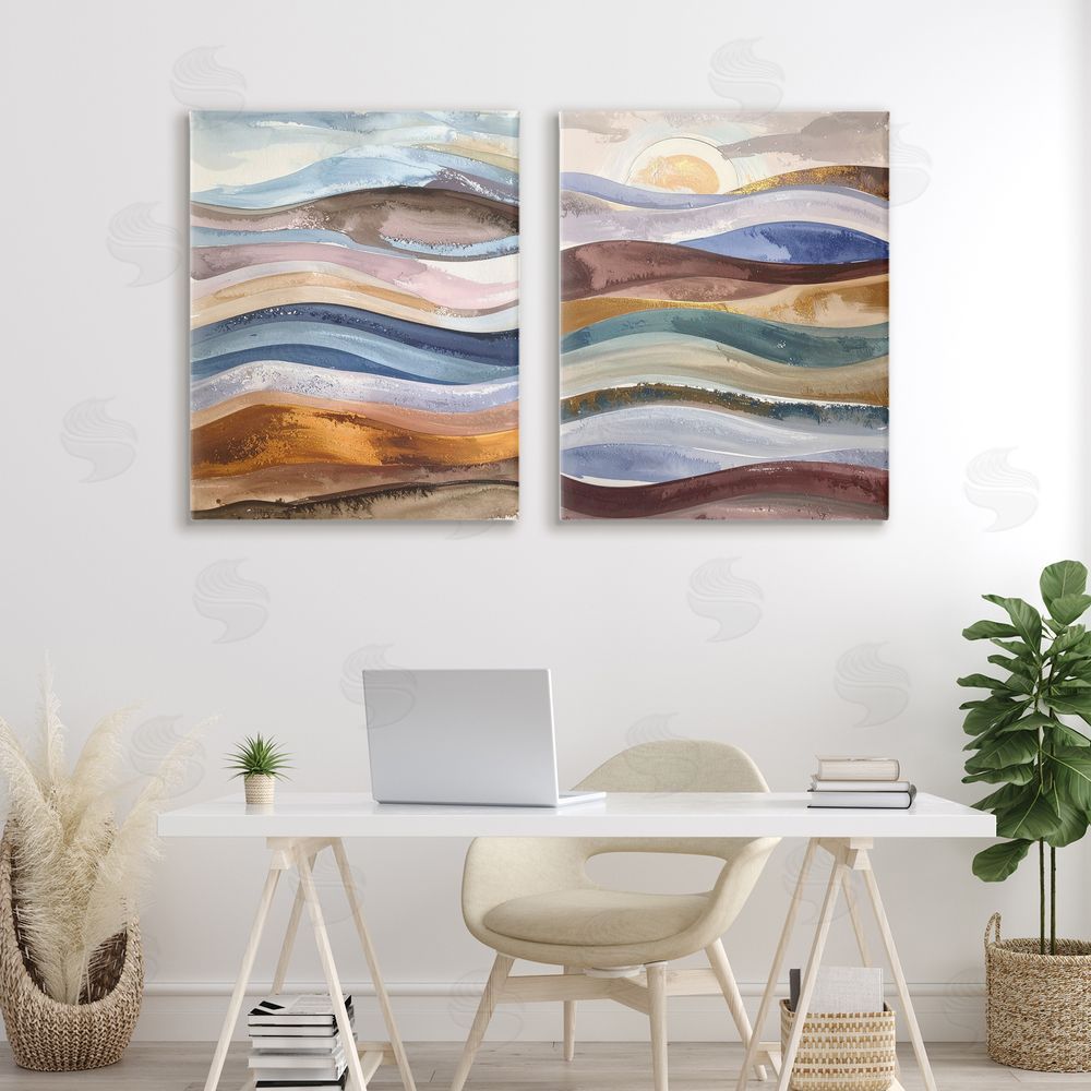 Alonza Saunders Earthy Ocean Flow Stretched Canvas Wall Art in Room