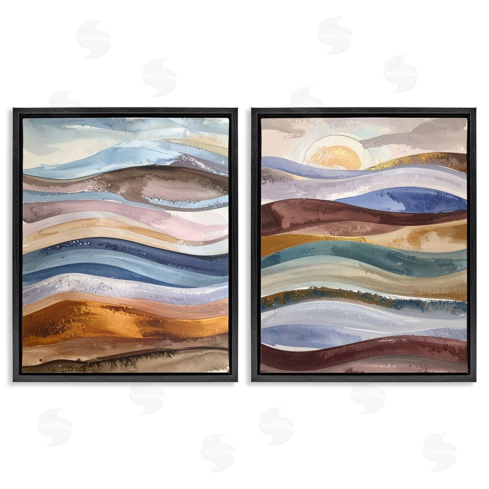 Alonza Saunders Earthy Ocean Flow Black Floating Frame Canvas Wall Art Print