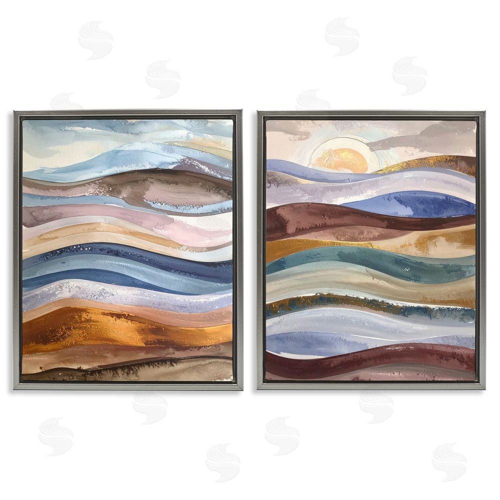 Alonza Saunders Earthy Ocean Flow Gray Floating Frame Canvas Wall Art Print