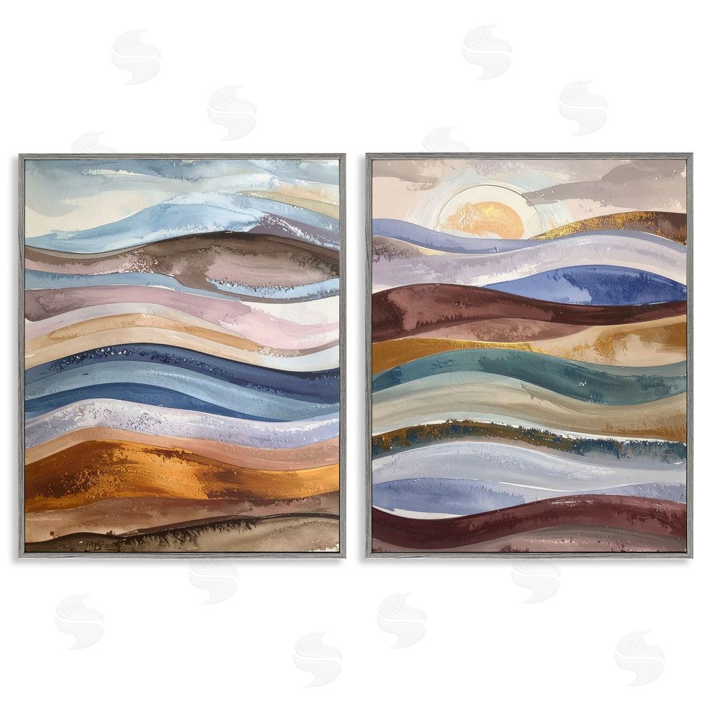 Alonza Saunders Earthy Ocean Flow Gray Framed Giclee Wall Art Print