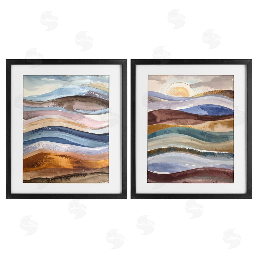 Alonza Saunders Earthy Ocean Flow Black Framed Print Under Glass Wall Art