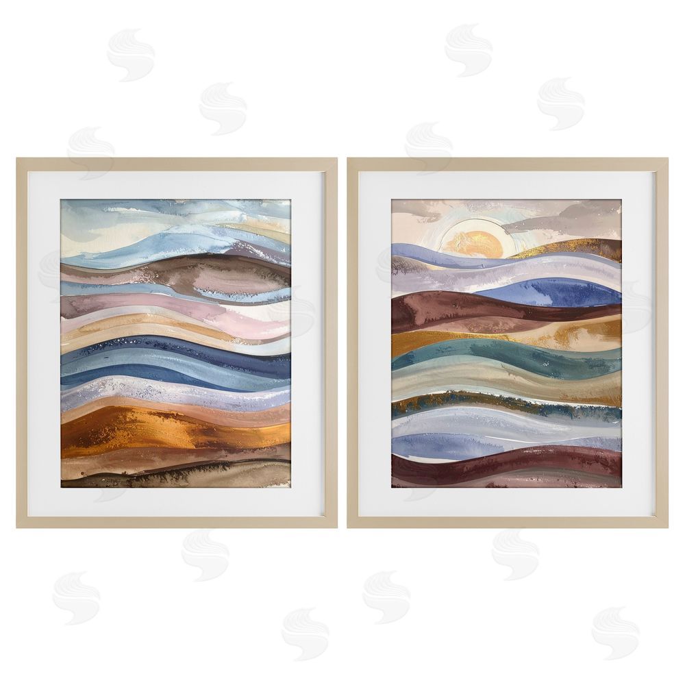 Alonza Saunders Earthy Ocean Flow Brown Framed Print Under Glass Wall Art