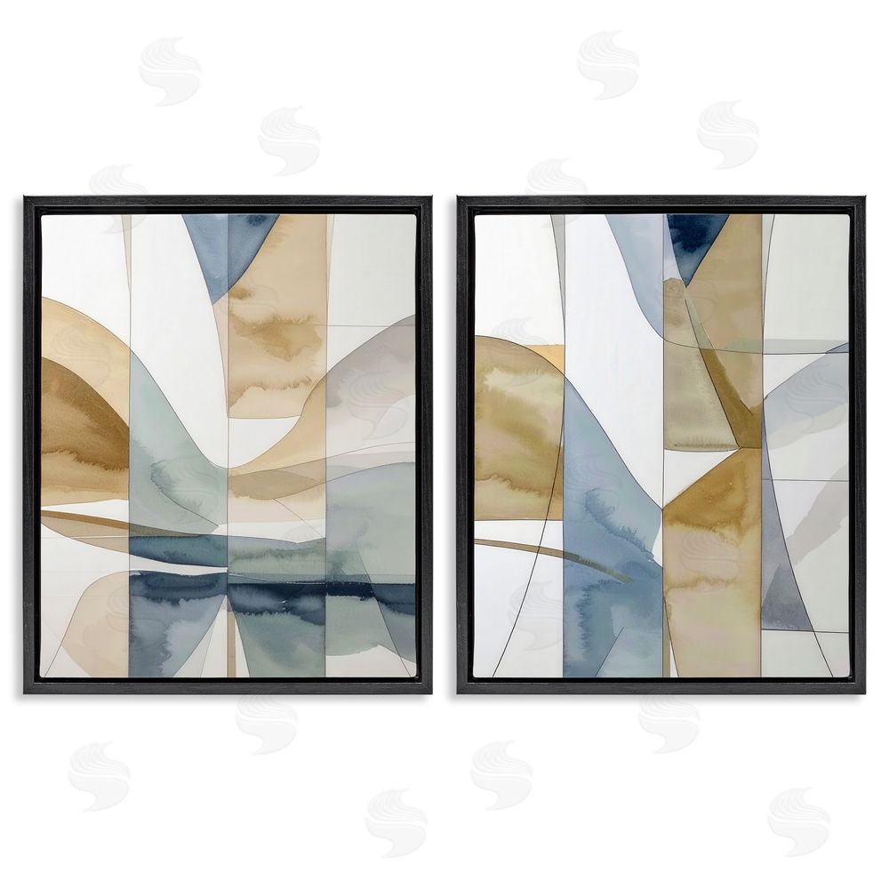Alonza Saunders Balanced Geographic Abstract Black Floating Frame Canvas Wall Art Print