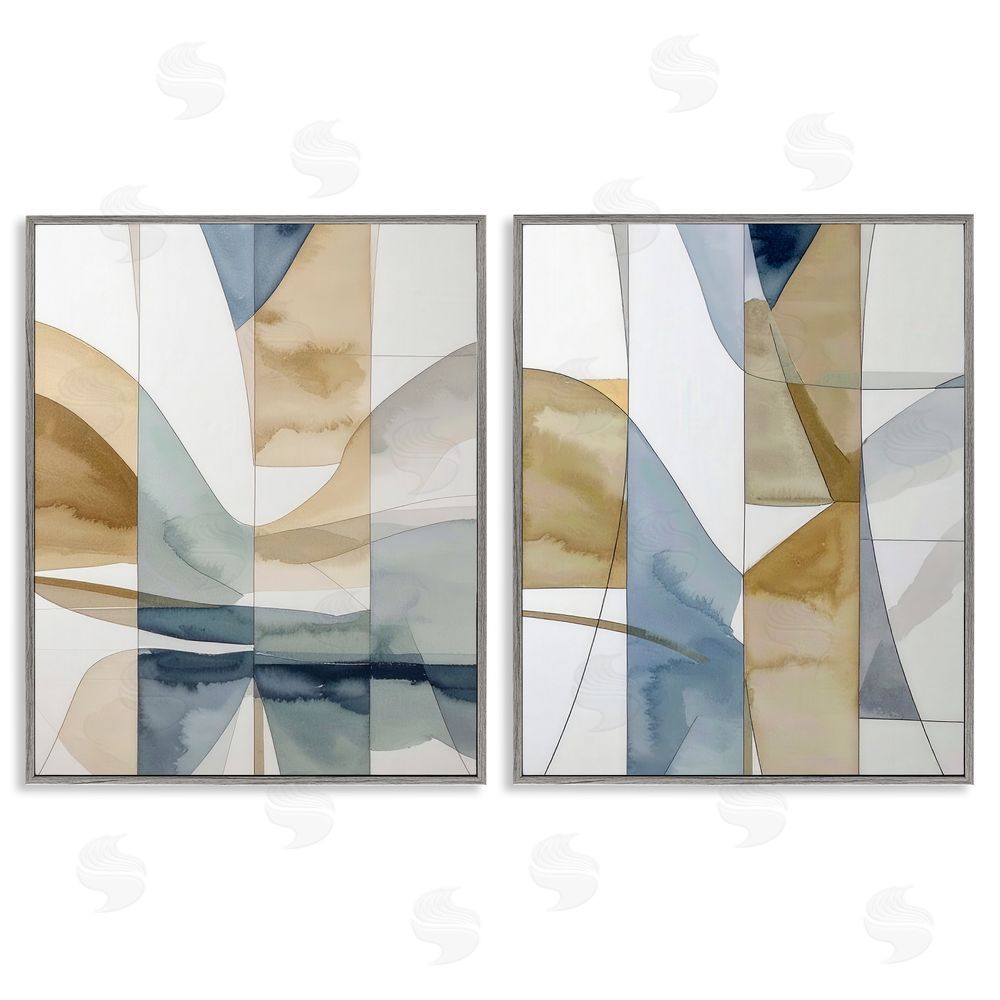 Alonza Saunders Balanced Geographic Abstract Gray Framed Giclee Wall Art Print