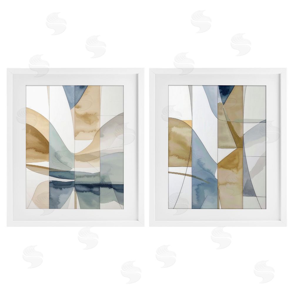 Alonza Saunders Balanced Geographic Abstract White Framed Print Under Glass Wall Art