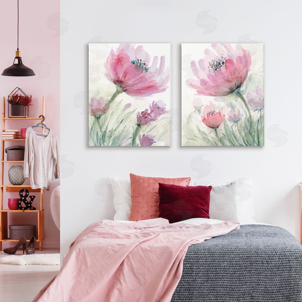 Patti Bishop Speckled Flower Stamens Stretched Cavas Wall Art Set in Room