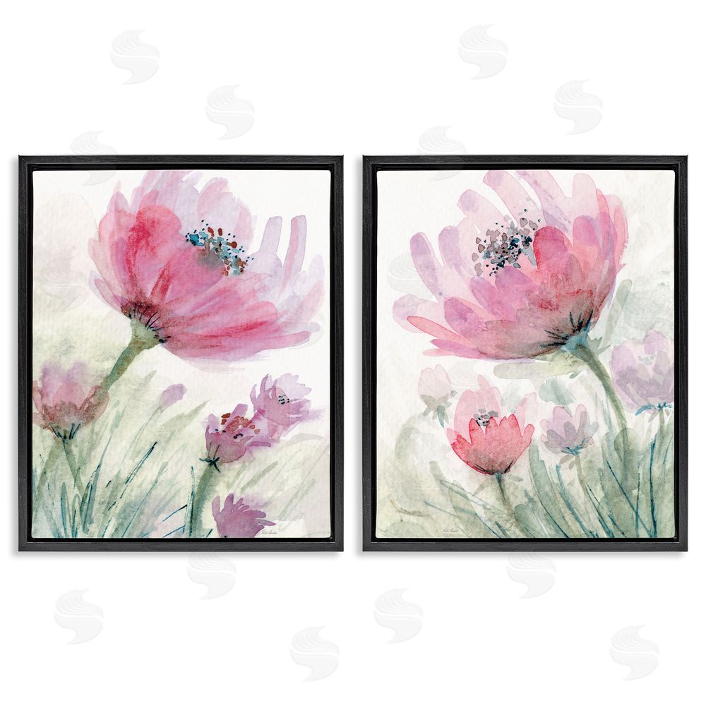 Patti Bishop Speckled Flower Stamens Black Floating Frame Canvas Wall Art Print